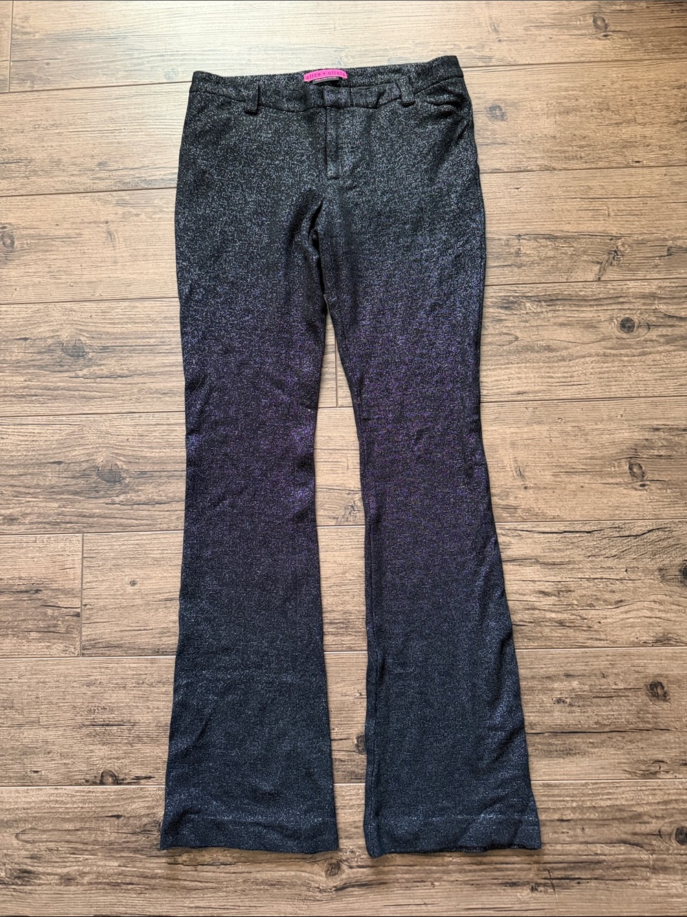 Alice + Olivia Black Metallic Flare Pants